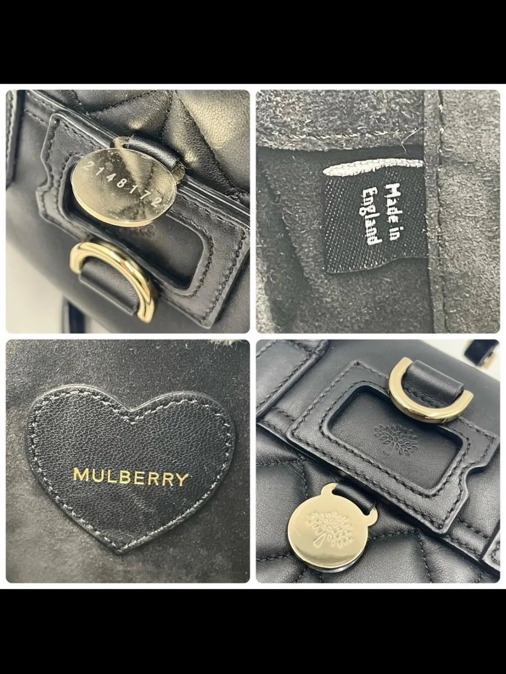 Mulberry Black Quilted Leather Satchel with Gold Hardware